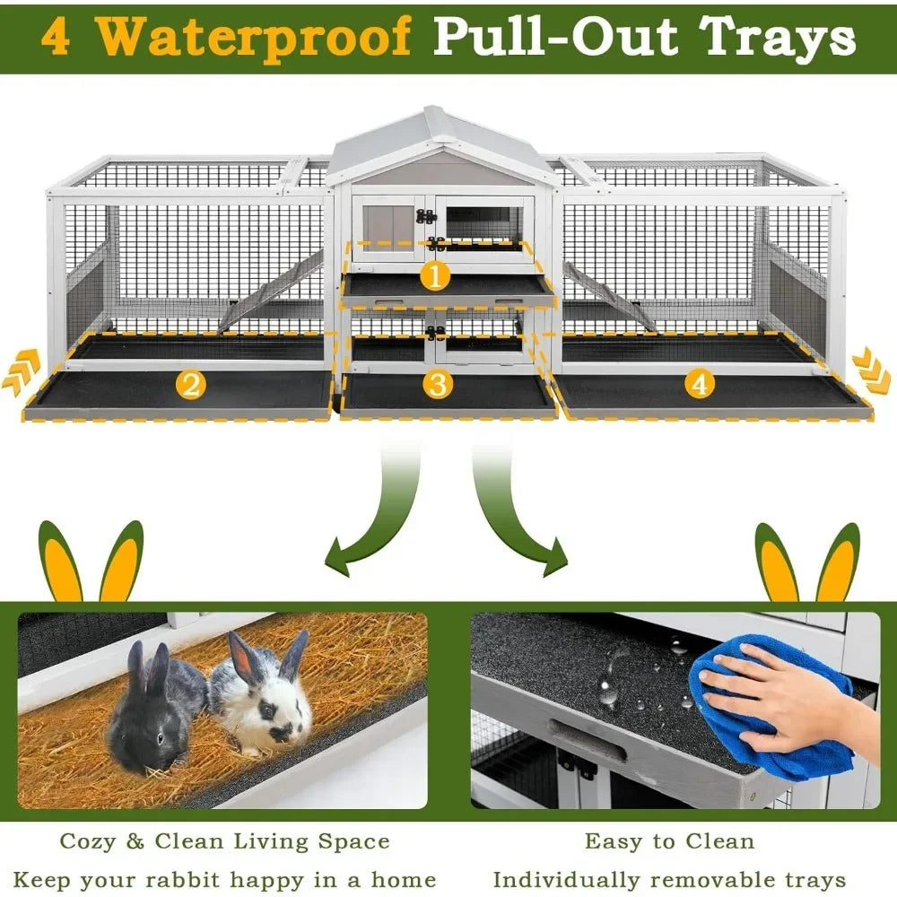 Two Story Outdoor Indoor Rabbit Hutch for Large Rabbits