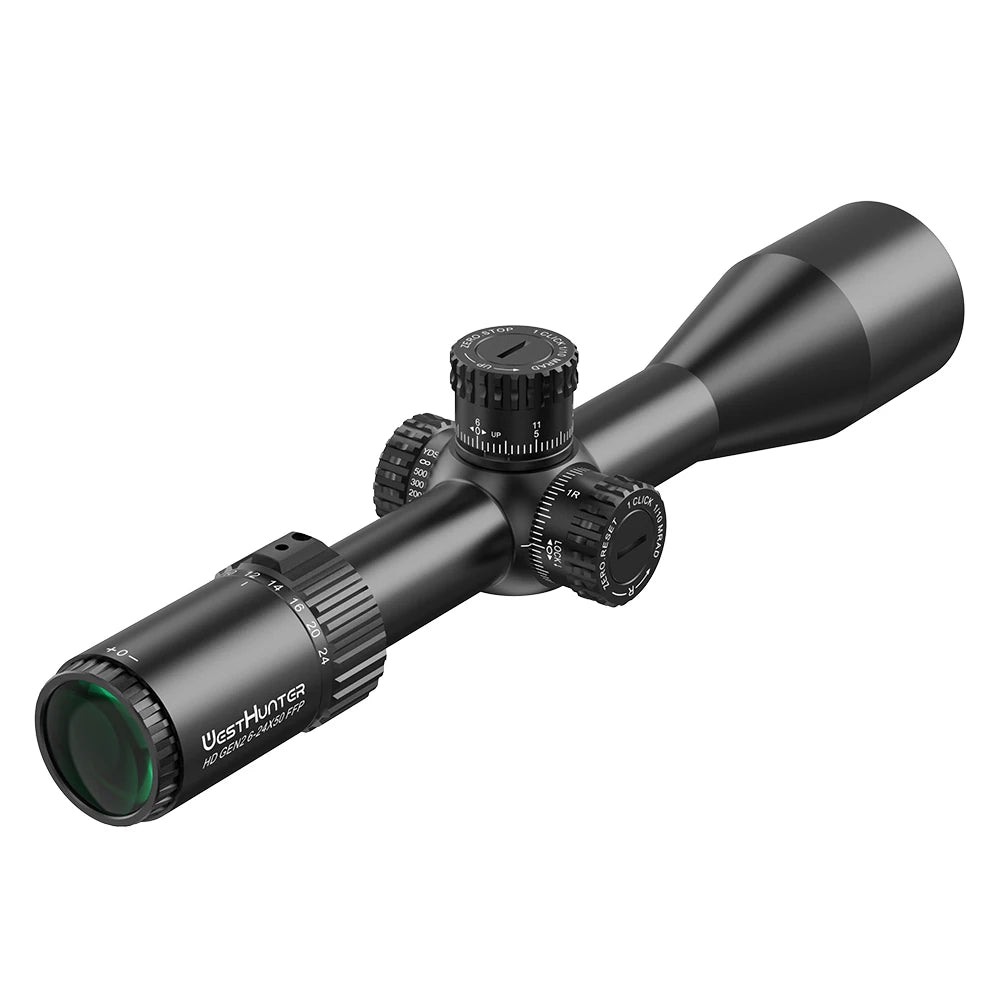 WestHunter HD GEN2 6-24X50 FFP Riflescope 1/10 MIL First Focal Plane Etched Glass Reticle Zero Reset/Zero Stop Optical Sight