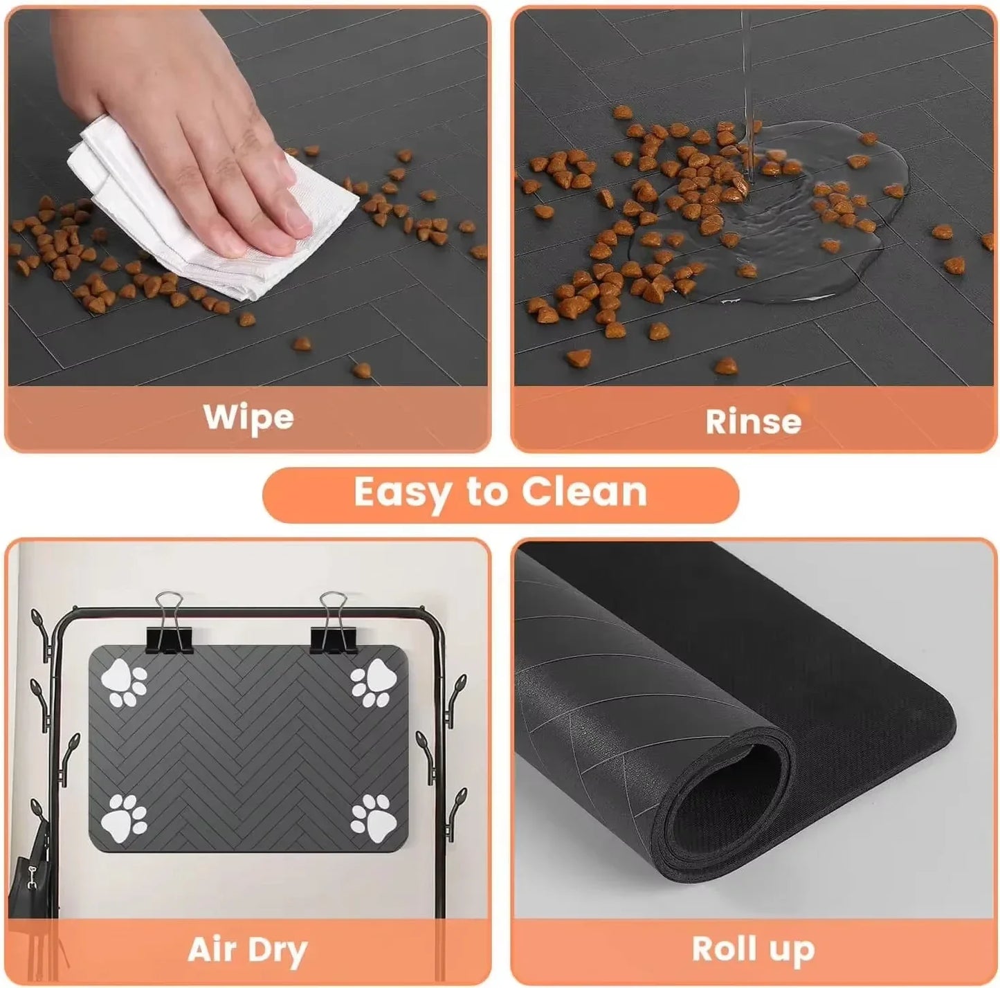 Pet Feeding Mat Waterproof Placemat With Quick Dry Rubber Backing