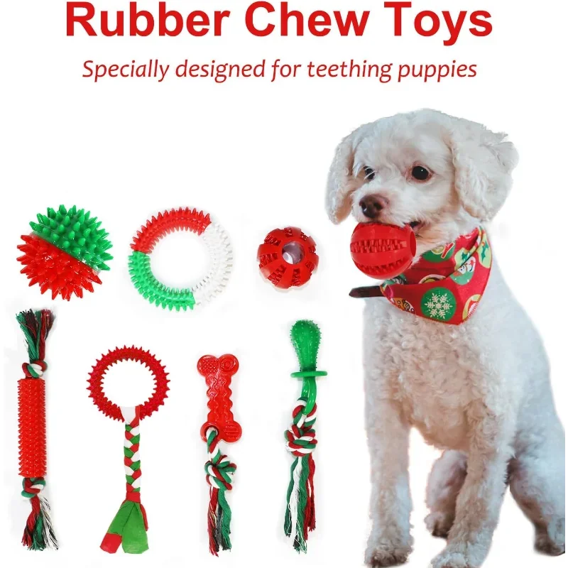 Dog Chew Toys Pack Variety Durable Rubber and Rope Toys