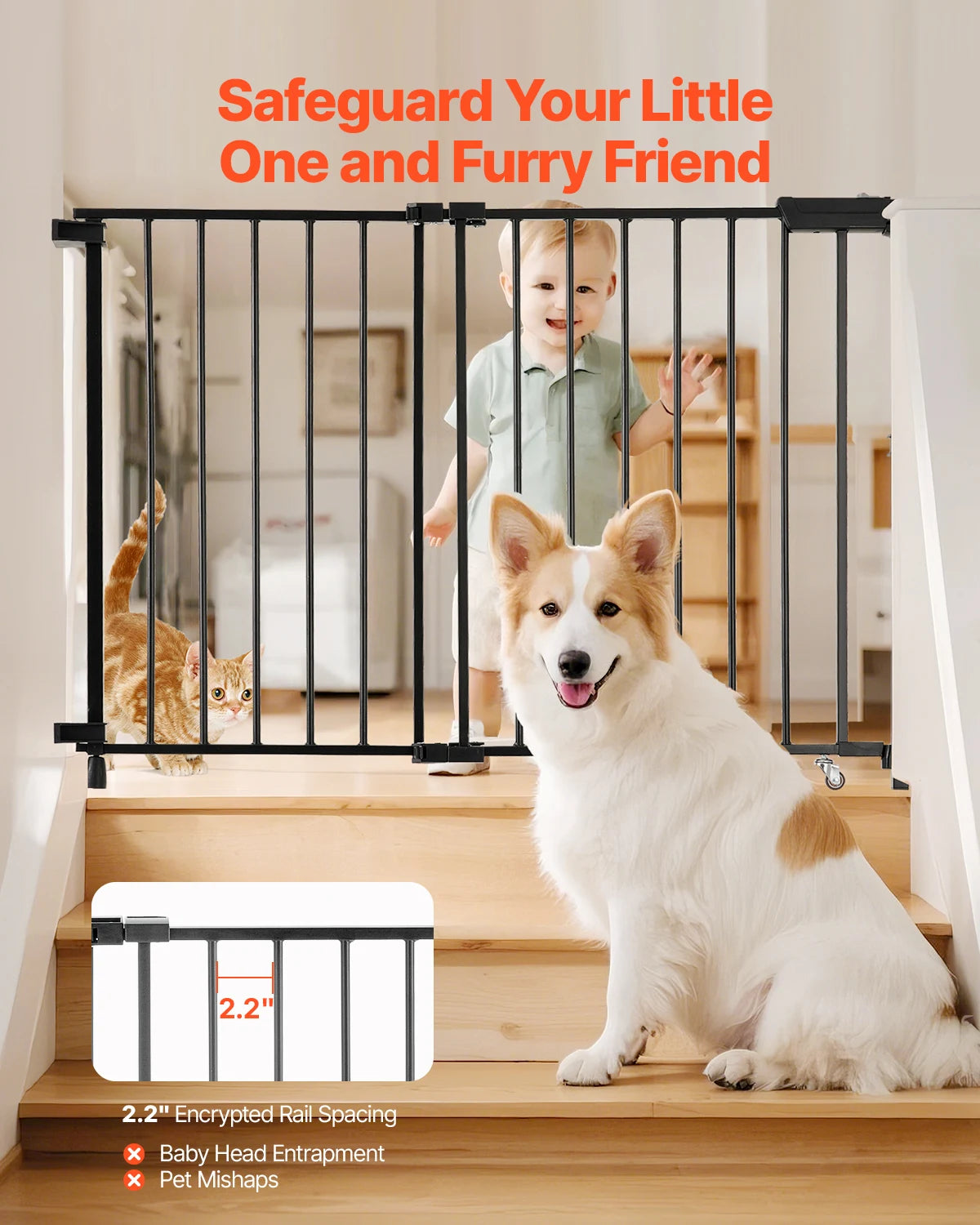 VEVOR Baby Gate For Kids And Pets With No Threshold