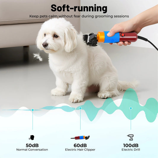 36W 6600rpm Variable Speed Electric Pet Clipper Low Noise