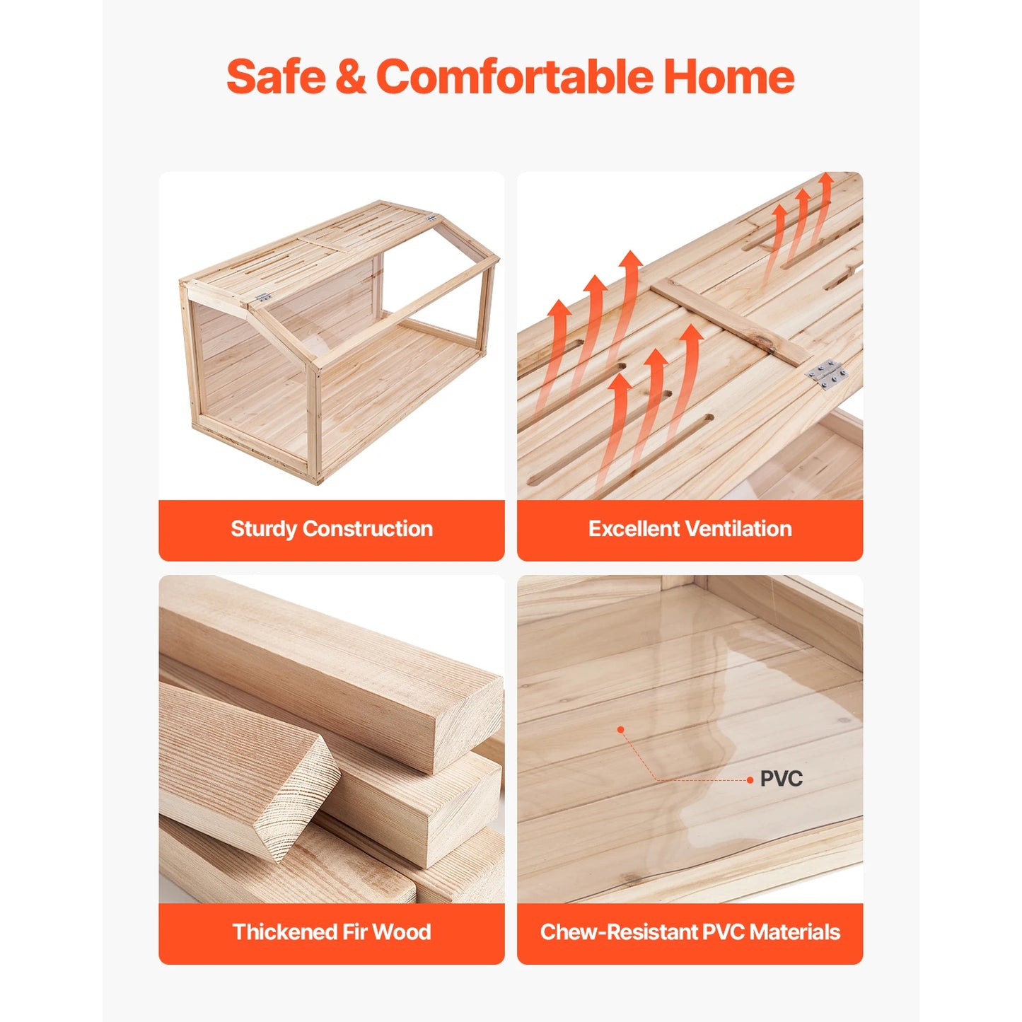 SucceBuy Wooden Hamster Cage 270 Degree Viewing Open Top Ventilated