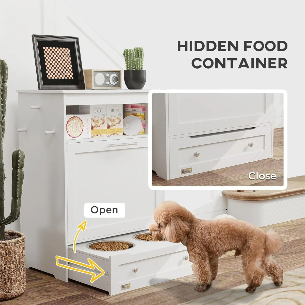 XMSJ PawHut Dog Feeding Station With Raised Bowls And Storage