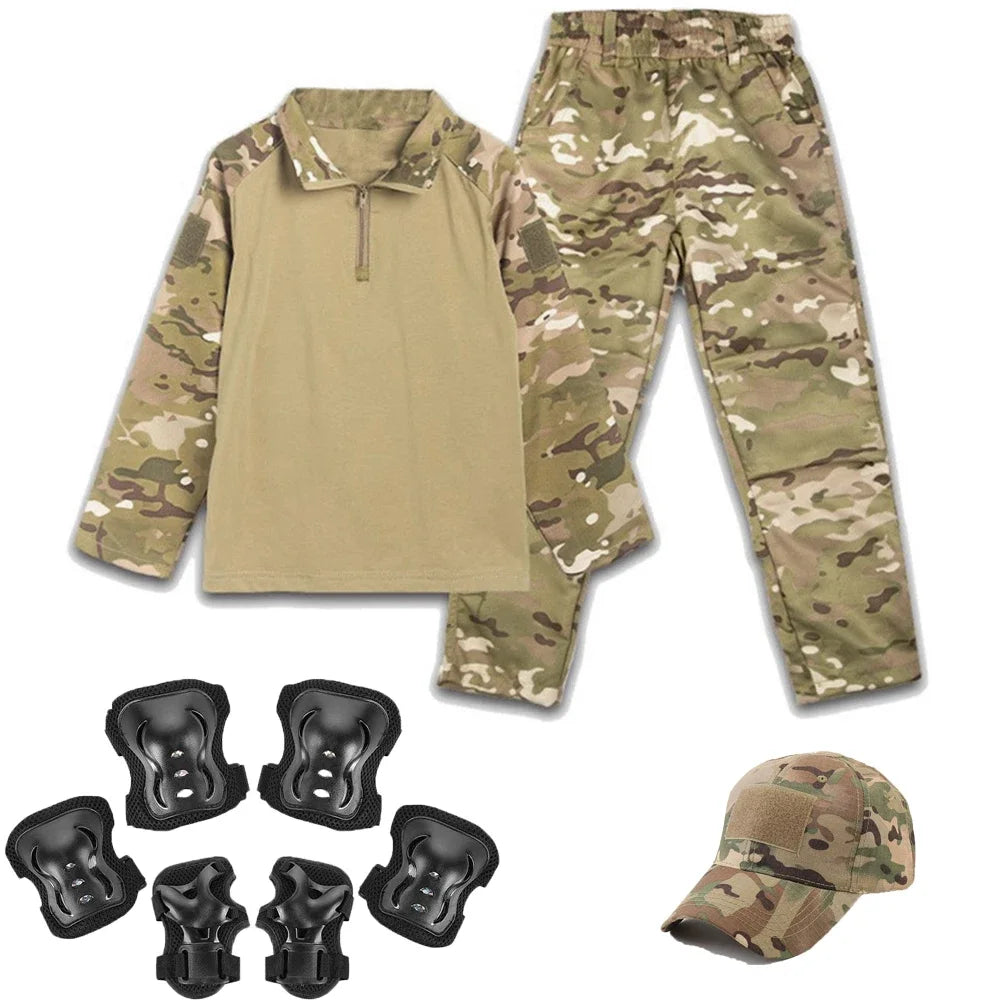 Boys  Tactical  Uniform Hunting Clothing Sets Children Airsoft Camouflage Suits Hiking Training Outdoor Parent-child