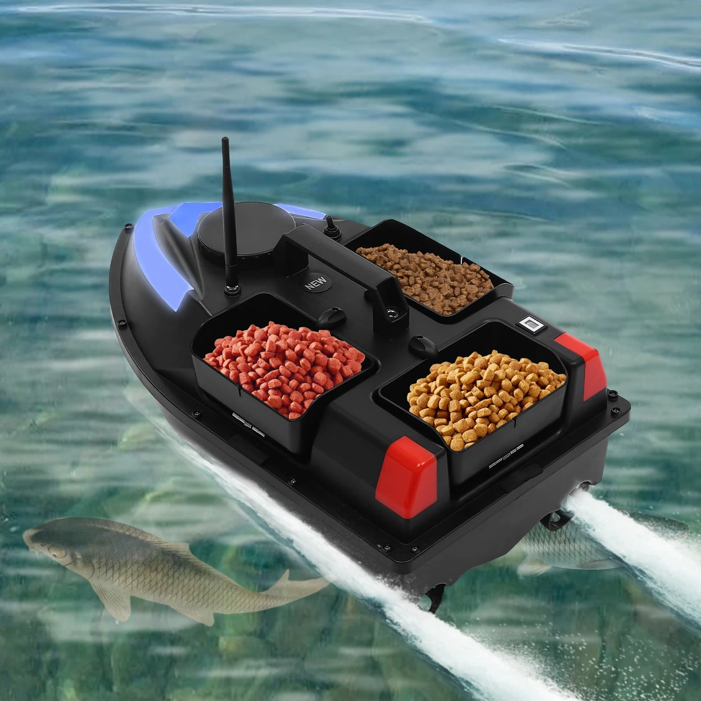 RC Fishing Bait Boat with GPS 3 Boxes Bait Boat Fishing Boat w/Remote Control Auto Return RC Fish Boat