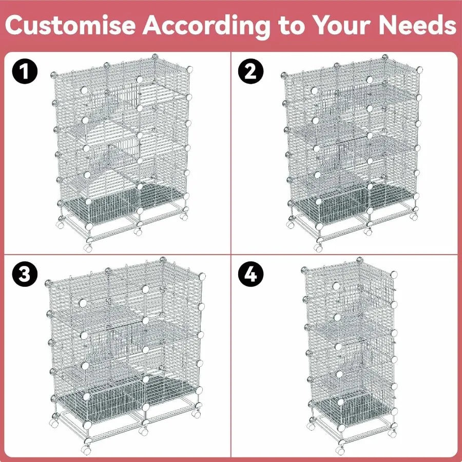 Guinea Pig Cage 5 Tier Wheels Removable Tray Small Animals