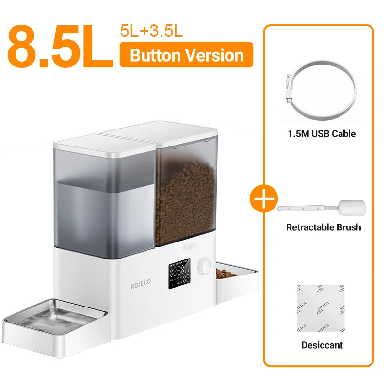 ROJECO Two In One Automatic Pet Feeder And Water Fountain For Cats