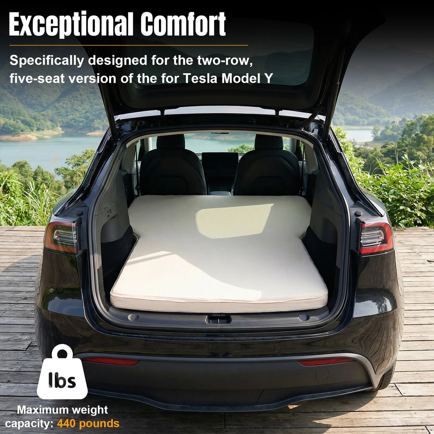 For Tesla Model Y Camping Air Mattress with Air Pump Back Seat Air Mattress 440LBS Load Capacity 2.36In Thick for Job Shifts/Nap