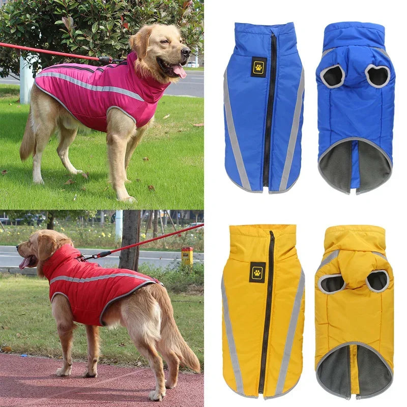Waterproof Dog Coat With UltraPadded Fleece And HighVisibilityReflective Design Durable