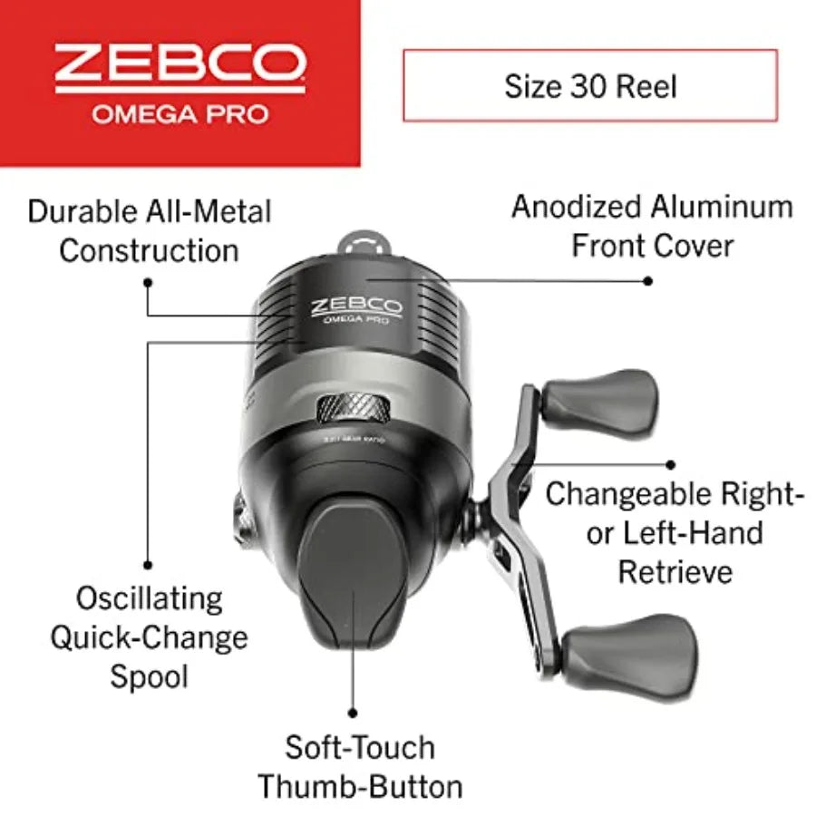 Omega Pro Spincast Reel and Fishing Rod Combo 6Foot 2Piece IM6 Graphite Fishing Pole with Split MaxTac Grip Rod Handle Si