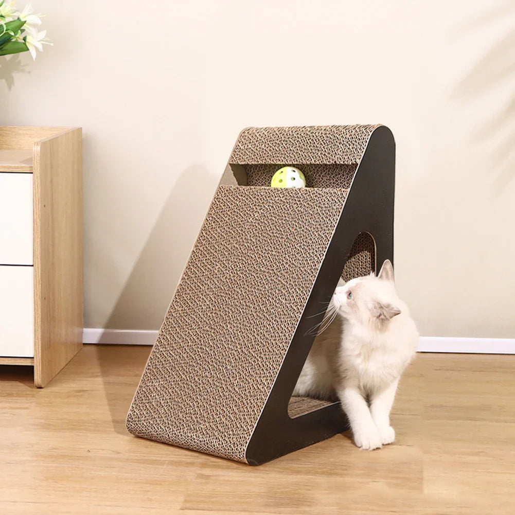 Cat Scratching Board And Ramp With Rotating Ball Stress Toy