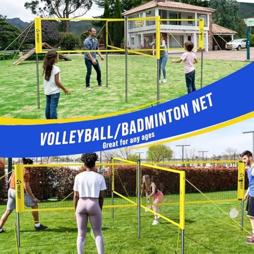 16FT 4-Square Volleyball Set with Adjustable Net, Portable Bag for Backyard, Lawn & Beach