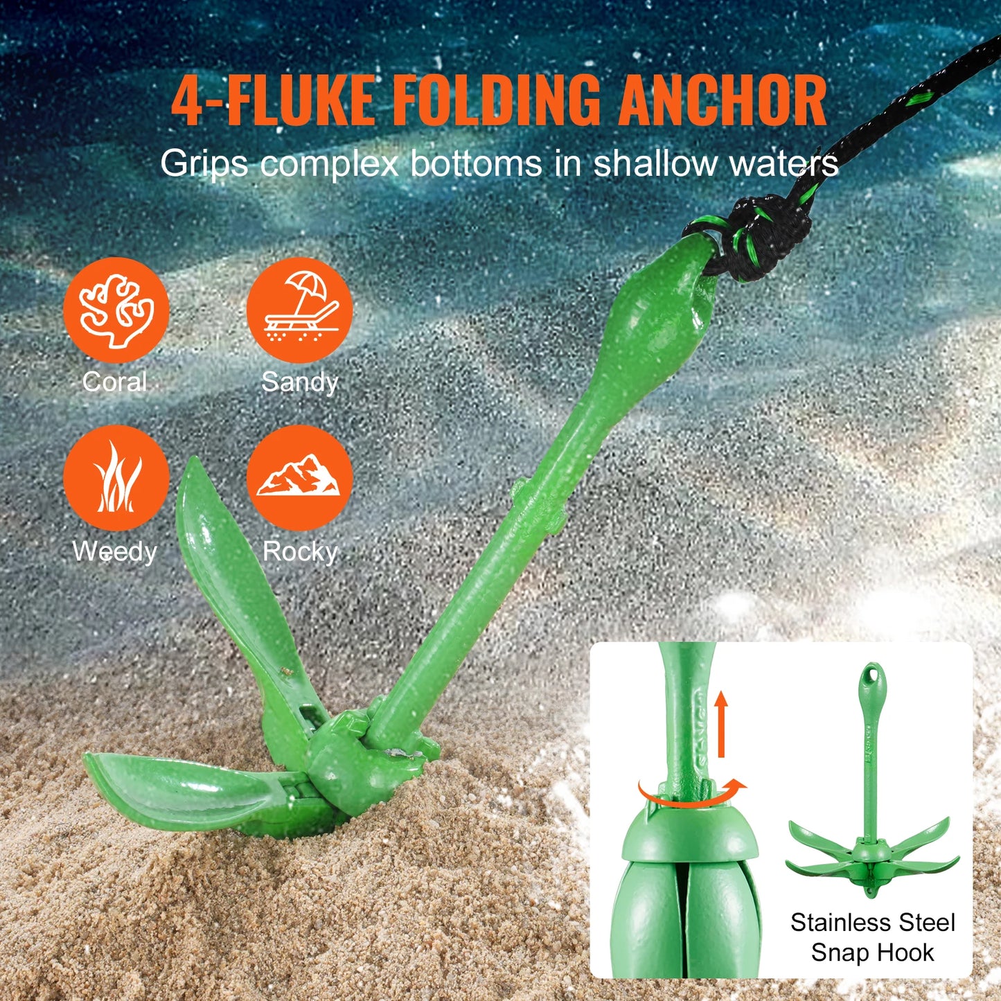 SucceBuy Kayak Anchor Kit With Buoy and Rope Storage Bag for Reliable Anchoring System
