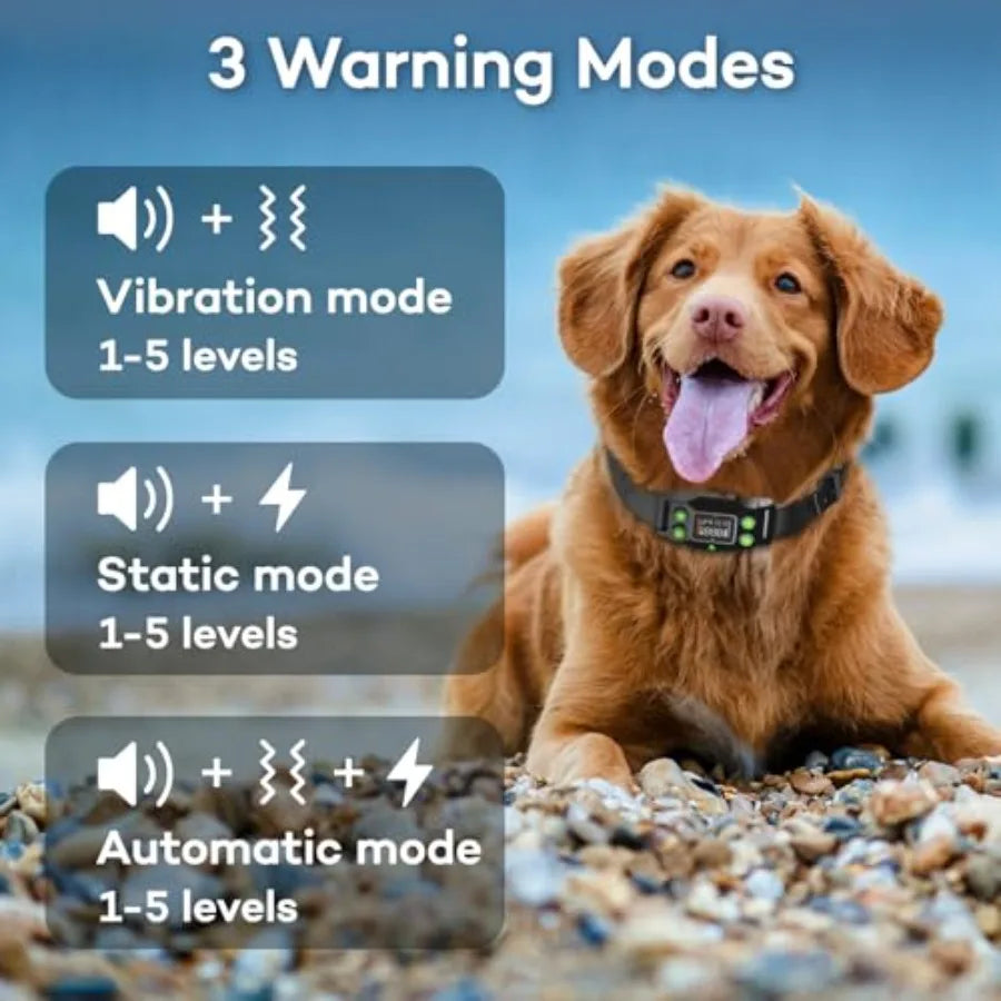 GPS Wireless Dog Fence Collar 3 Training Modes IPX7 Waterproof