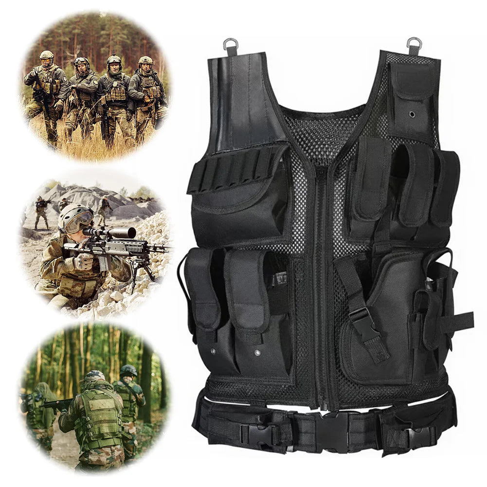 Shunmaii Nylon Molle Vest Multi Pocket Plate Carrier For Outdoor Hunting Gear Tactical