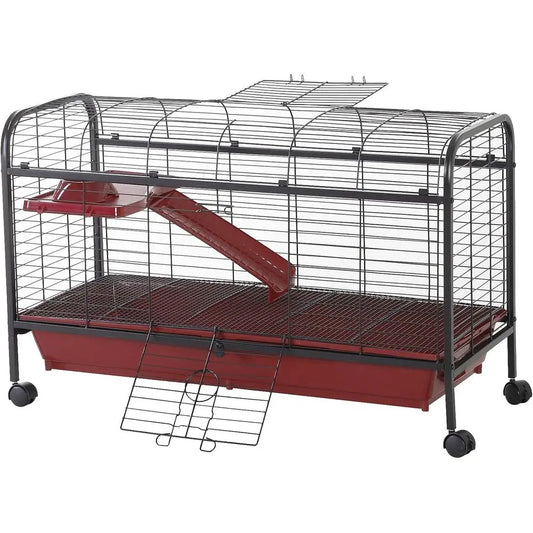 Animal Cage Rabbit Hutch Ferret Play House With Feeder Ramp