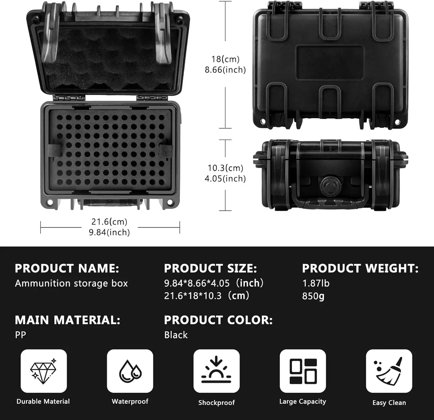 Tactical Ammo Case 9mm Ammo Box Ammunition Storage Case Bullets Holder 9x19mm Cartridges Case for Hunting Shooting Accessories