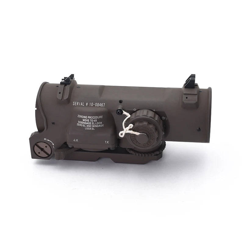 Tactical RifleScope DR 1-4x Fixed Dual Field of View Red Illumination Scope Sight with Full Markings for Airsoft and Hunting