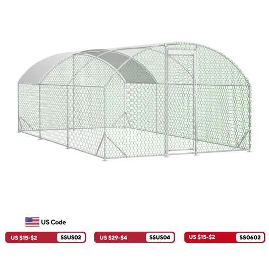 LZBEITEM Heavy Duty Chicken Coop Metal Run With UV Cover