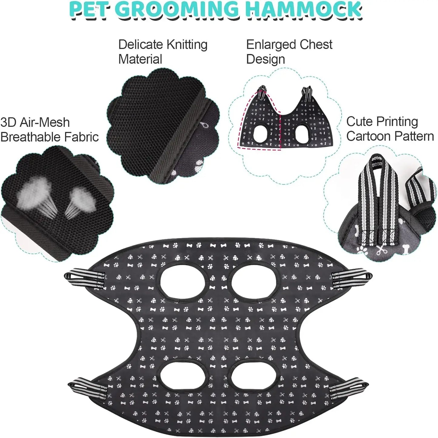 Pet Hammock, Dog Restraint Harness with Nail Clippers/Trimmer/Nail File/Comb, Sling Hanger for Nail Trimming Grooming (XXL)