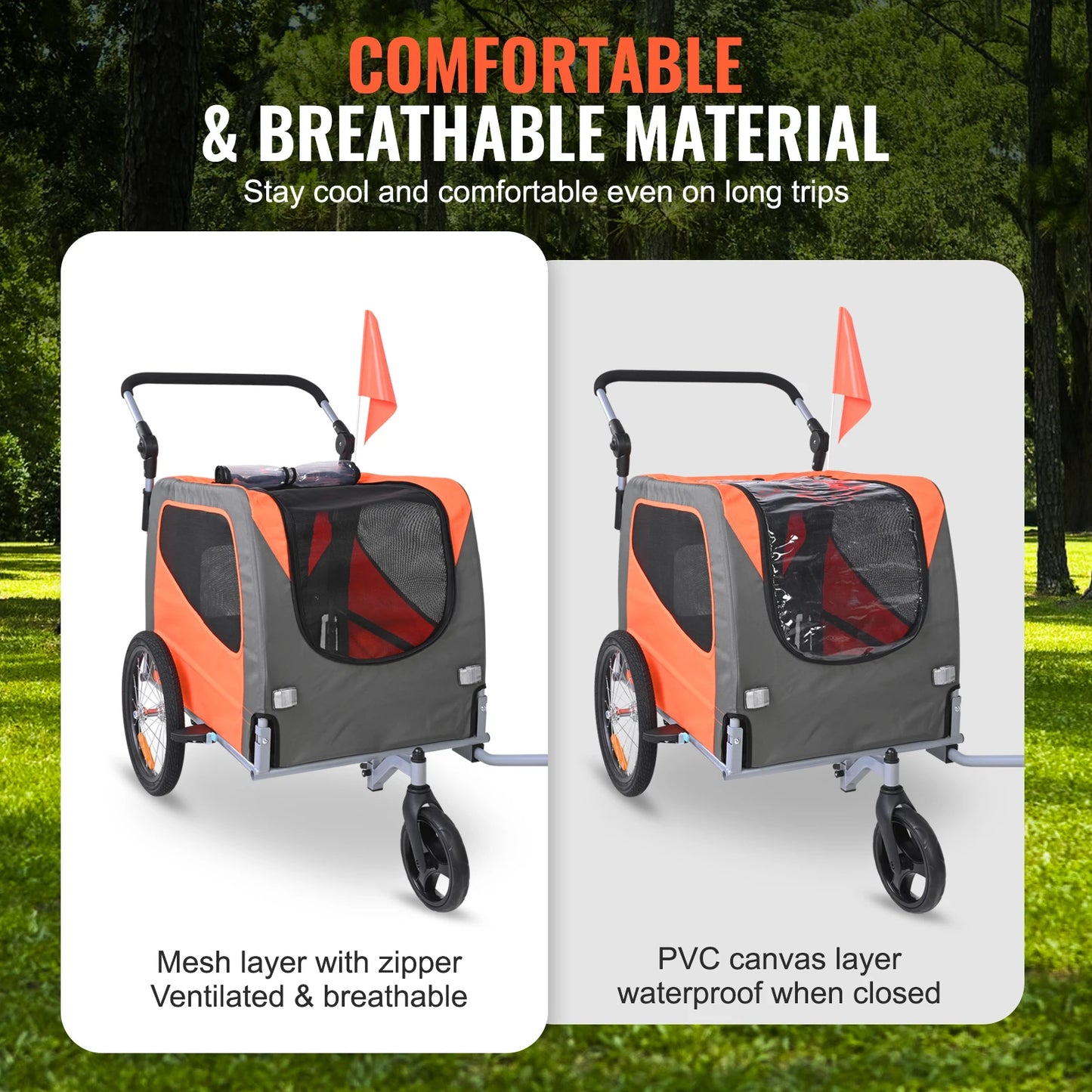 SucceBuy 2-In-1 Dog Bike Trailer Stroller