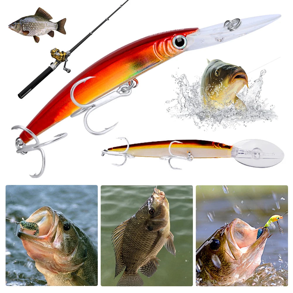 Minnow Plastic Hard Baits With Hooks For Seawater Fishing Artificial Bait Accessory