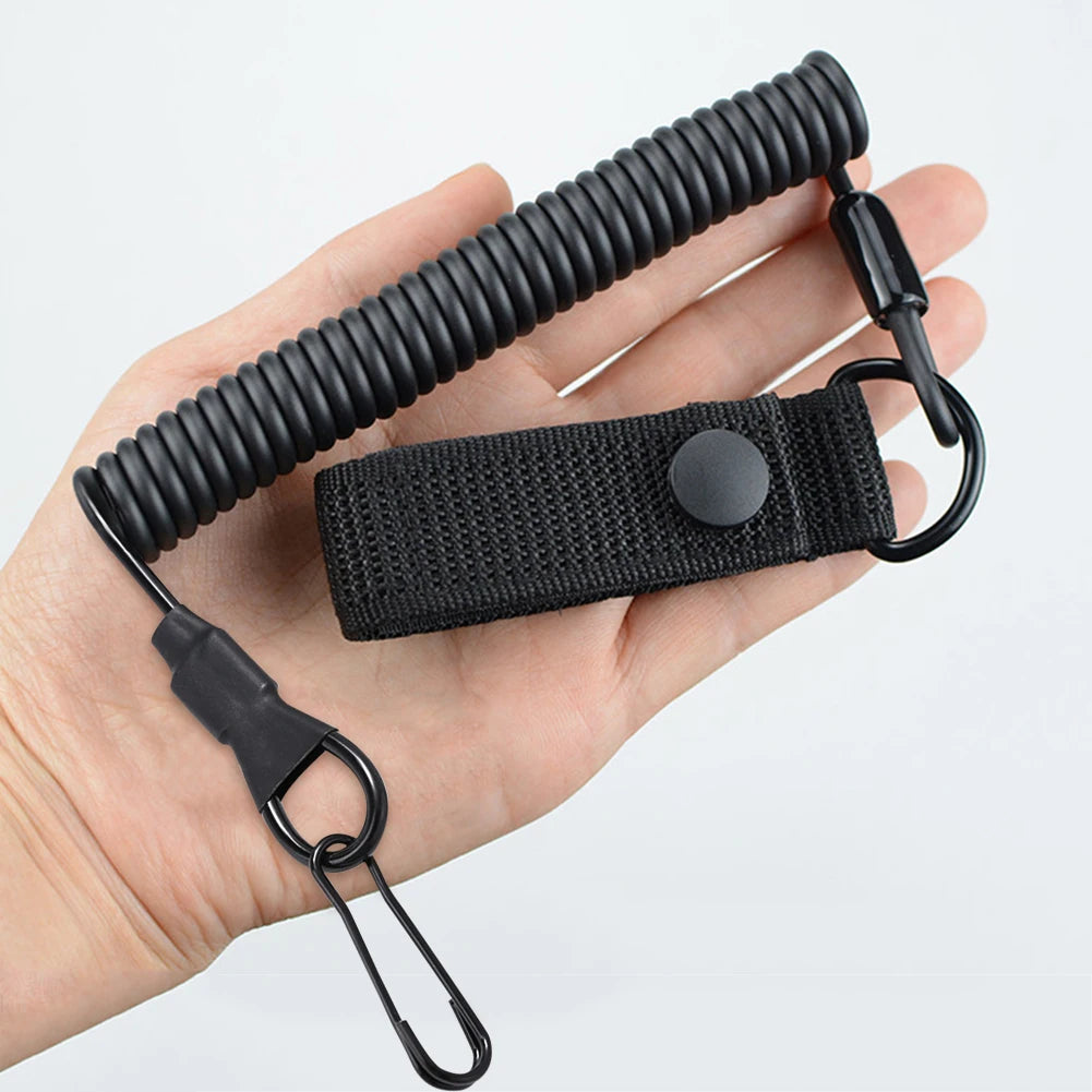 Outdoor Tactic Spring Lanyard Elastic Retractable Anti-lost Waist Hanging Retention Rope Police Pistols Gun Rifle Sling Hunting