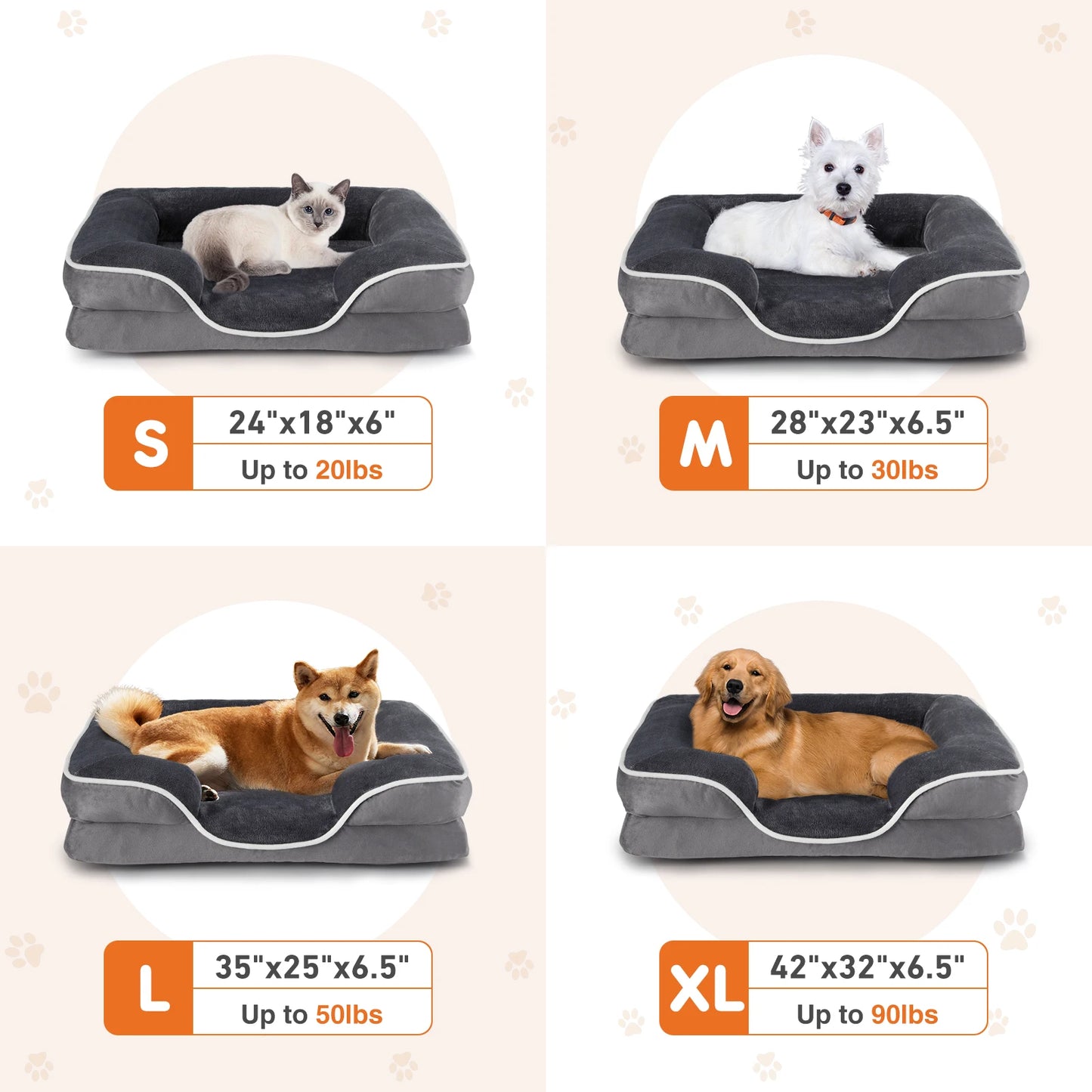 JHK Orthopedic Memory Foam Dog Bed for Small Dogs Cats