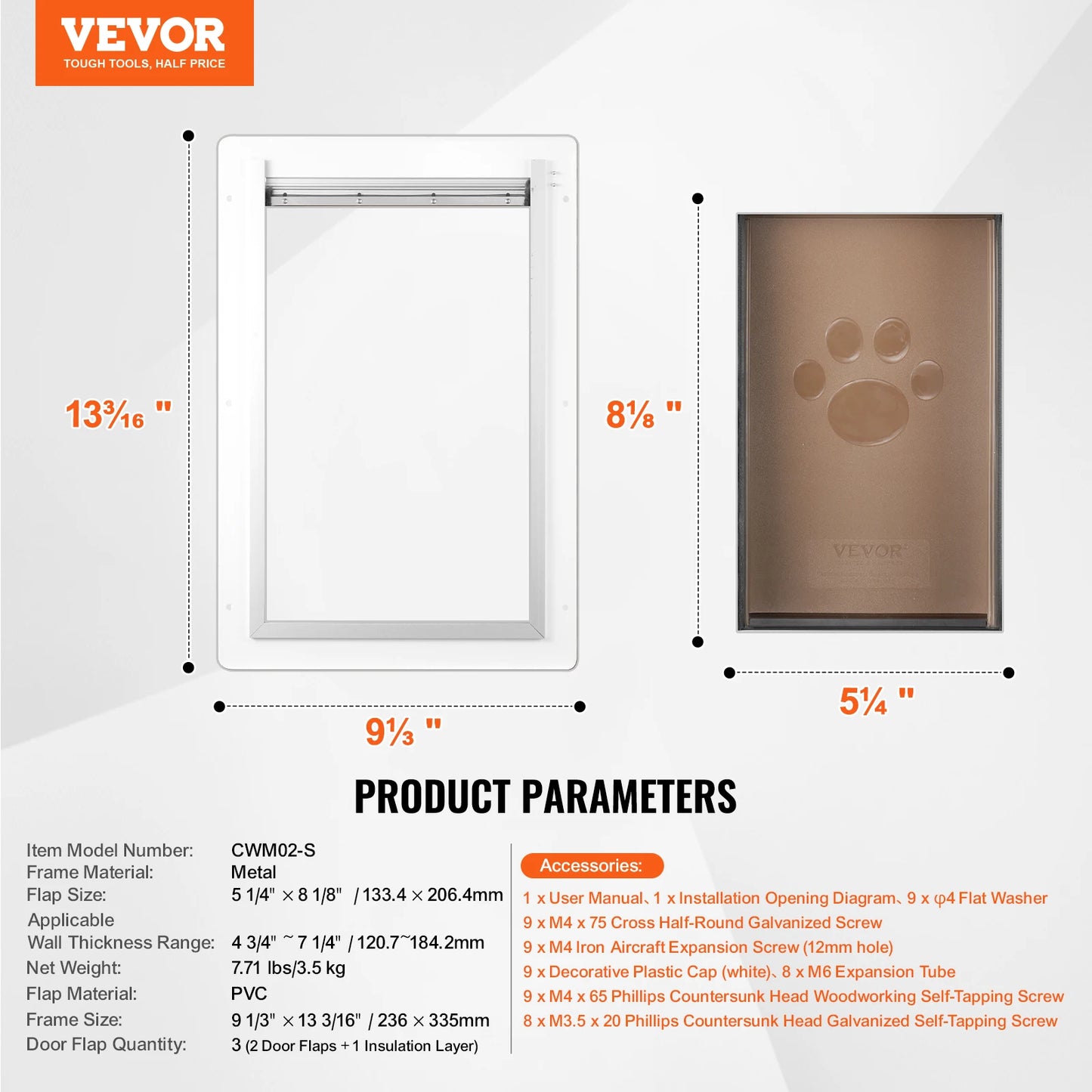 SucceBuy Pet Door With Metal Frame Lock And 3 Flaps