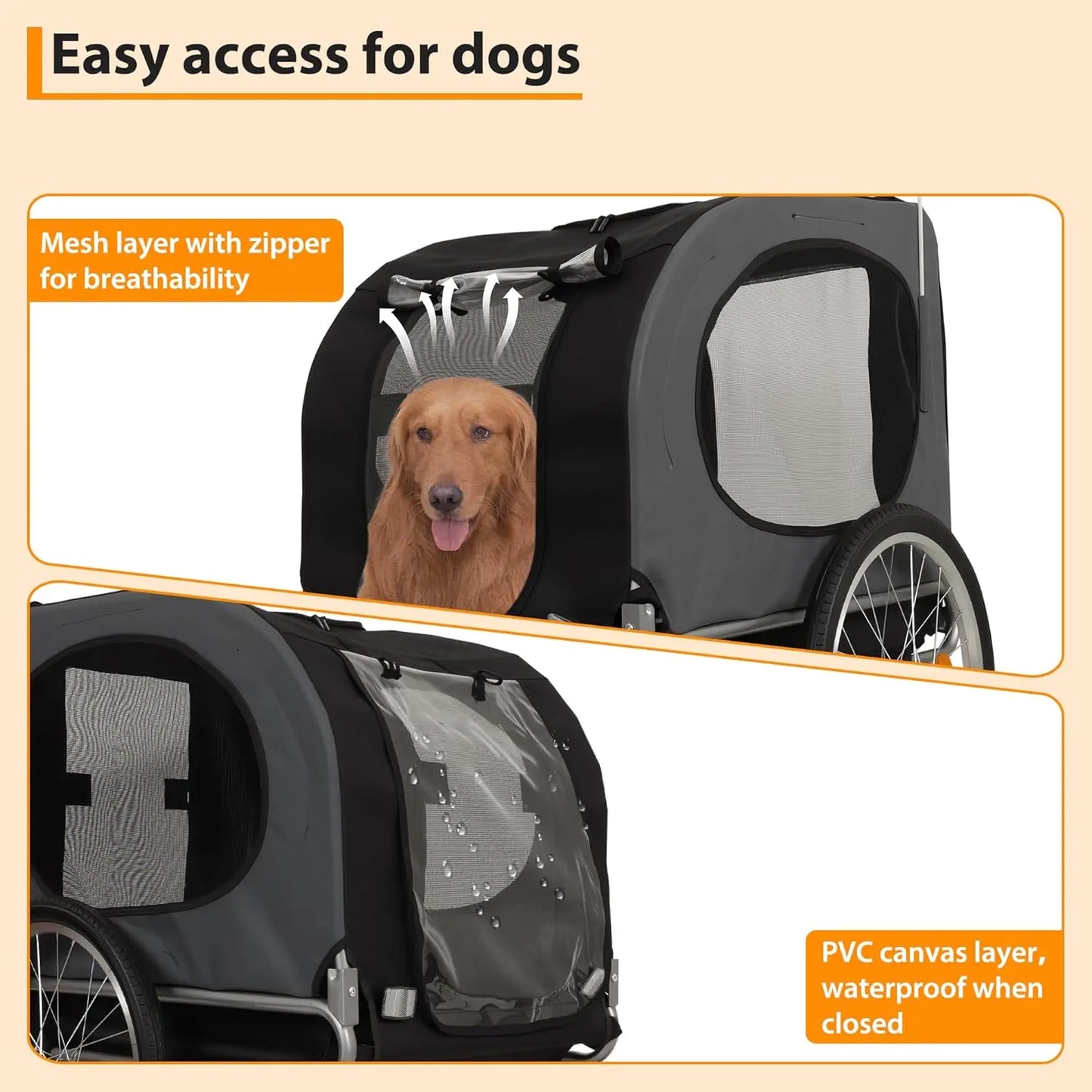 HiMISS Steel Dog Trailer for Bicycles Universal Coupler Pet Carrier