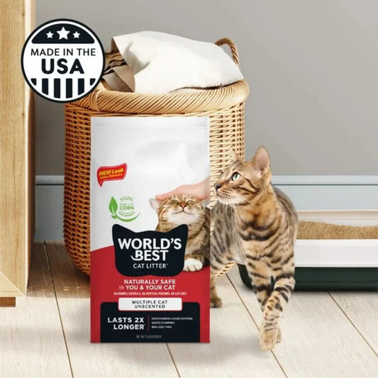 Multiple Cat Unscented - Natural Ingredients,Quick Clumping, Flushable, 99% Dust Free- Long-Lasting Odor Control & Easy Scooping