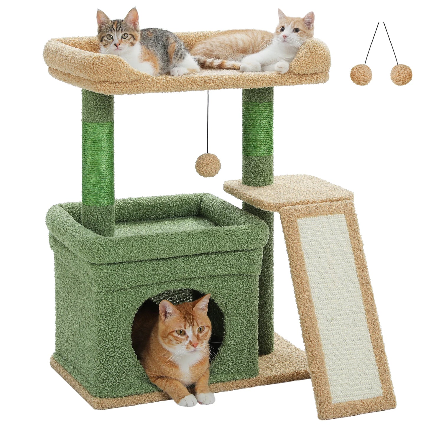 PAWZ Road Indoor Cat Tree Tower With Sisal Scratching Post And Wide Top Perch Cat Condo