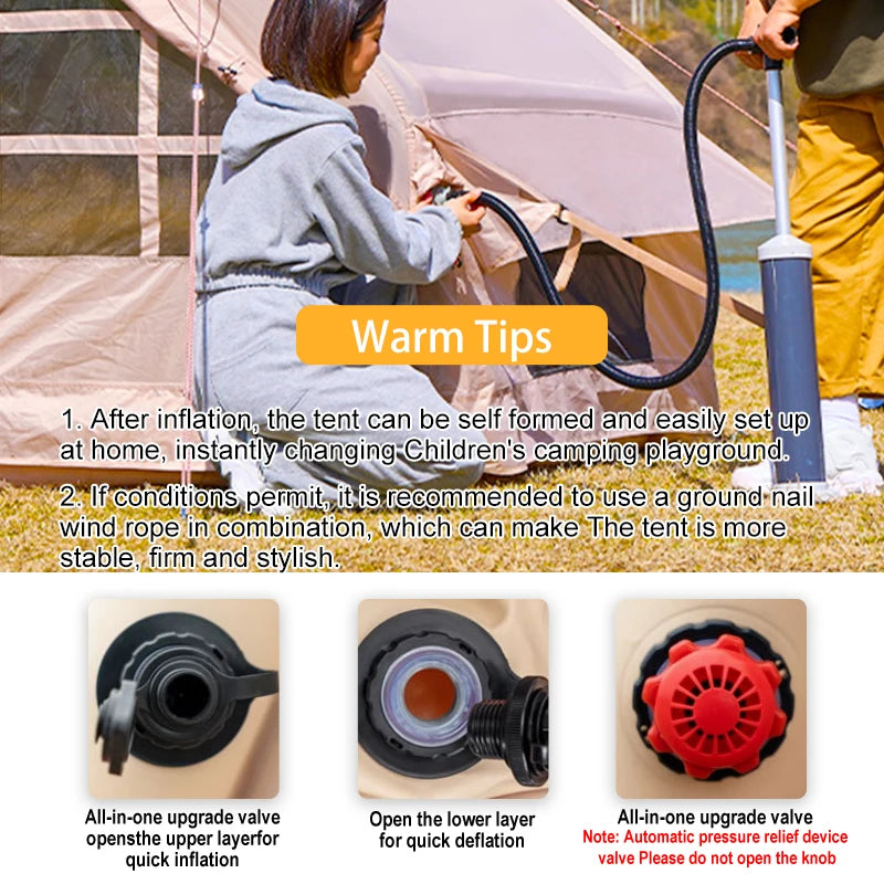 Inflatable Tent for Camping - 6-8 Person Ultra-Quick Setup Blow Up Tent,80.73 Square Feets 4 Season Inflatable Tent with Stove