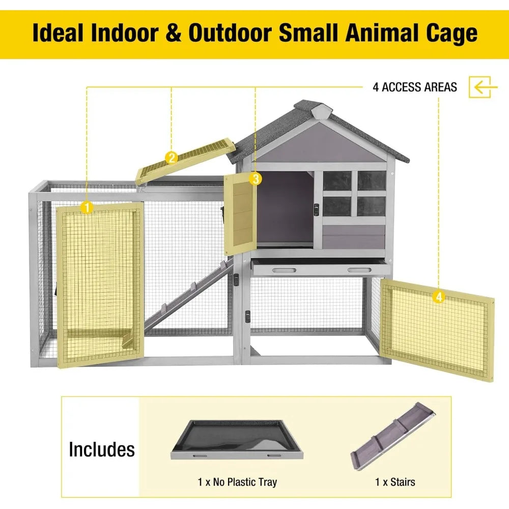 XMSJ Rabbit Hutch Indoor Outdoor Cage With Run And Tray