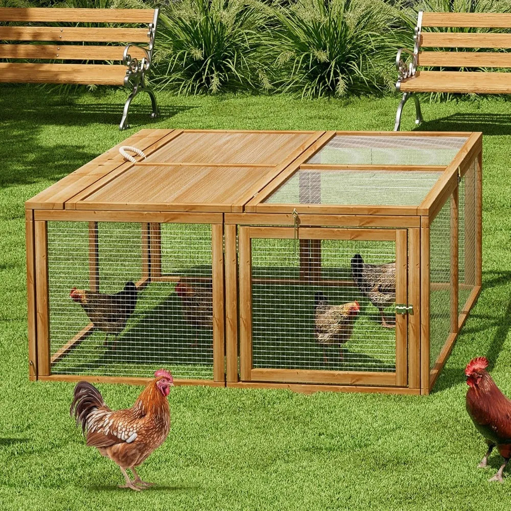 Folding Chicken Coop Rabbit Hutch With Top Side Doors