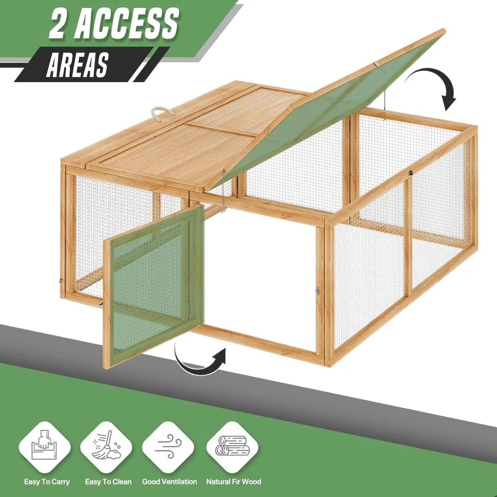 Folding Chicken Coop Rabbit Hutch With Top Side Doors