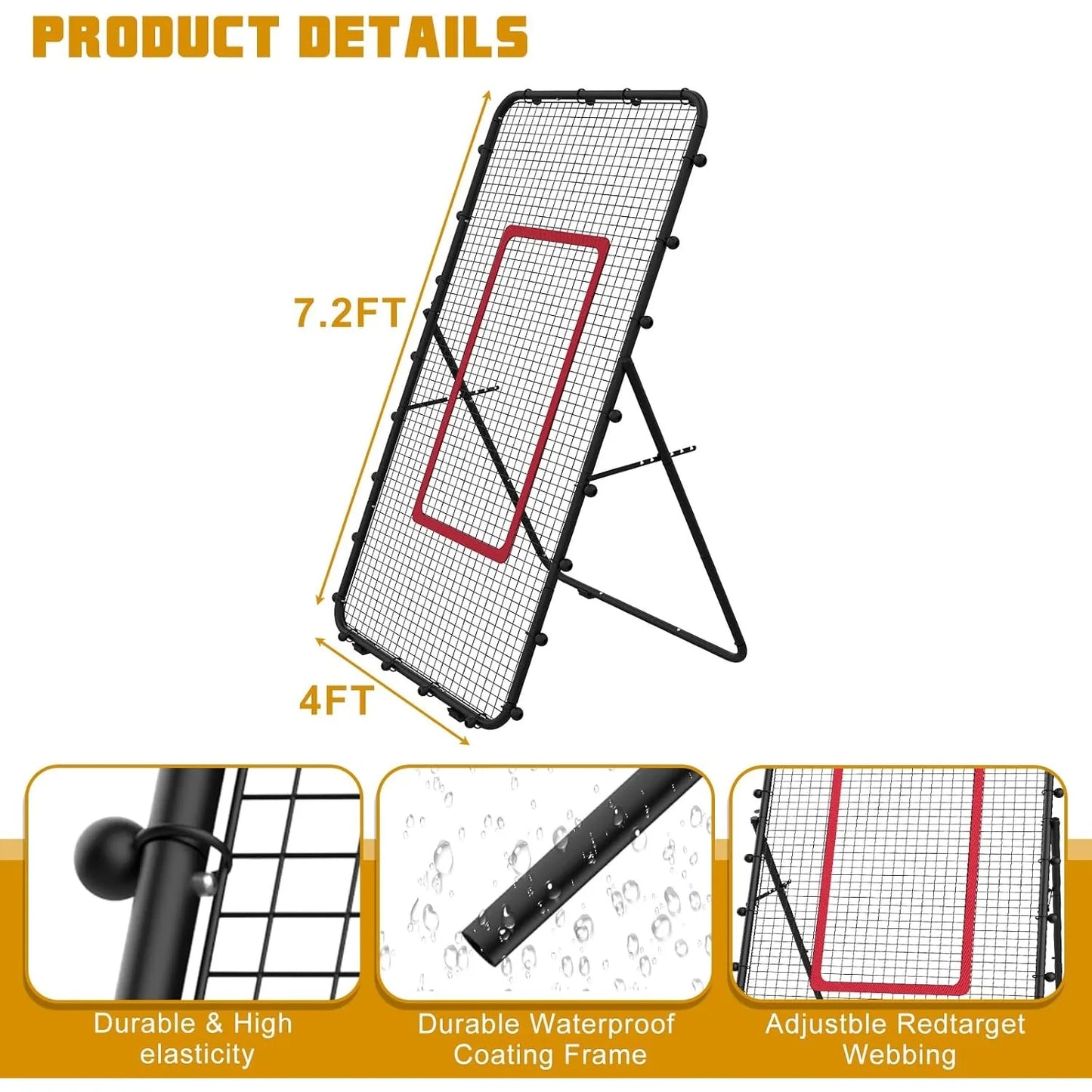 Adjustable 7x4ft Volleyball Net | Multi-Sport Training Rebounder | Lacrosse/Baseball/Soccer/Tennis Practice