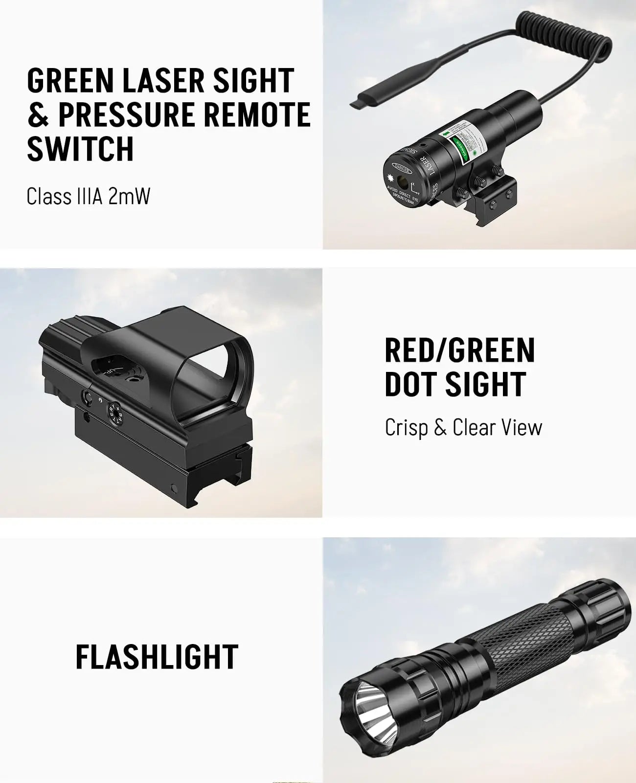 4-16X50 AO Rifle Scope Combo, Rangefinder Optics with Dual Illuminated & 4 Holographic Reticle Red Dot Sight & Green Laser Sight