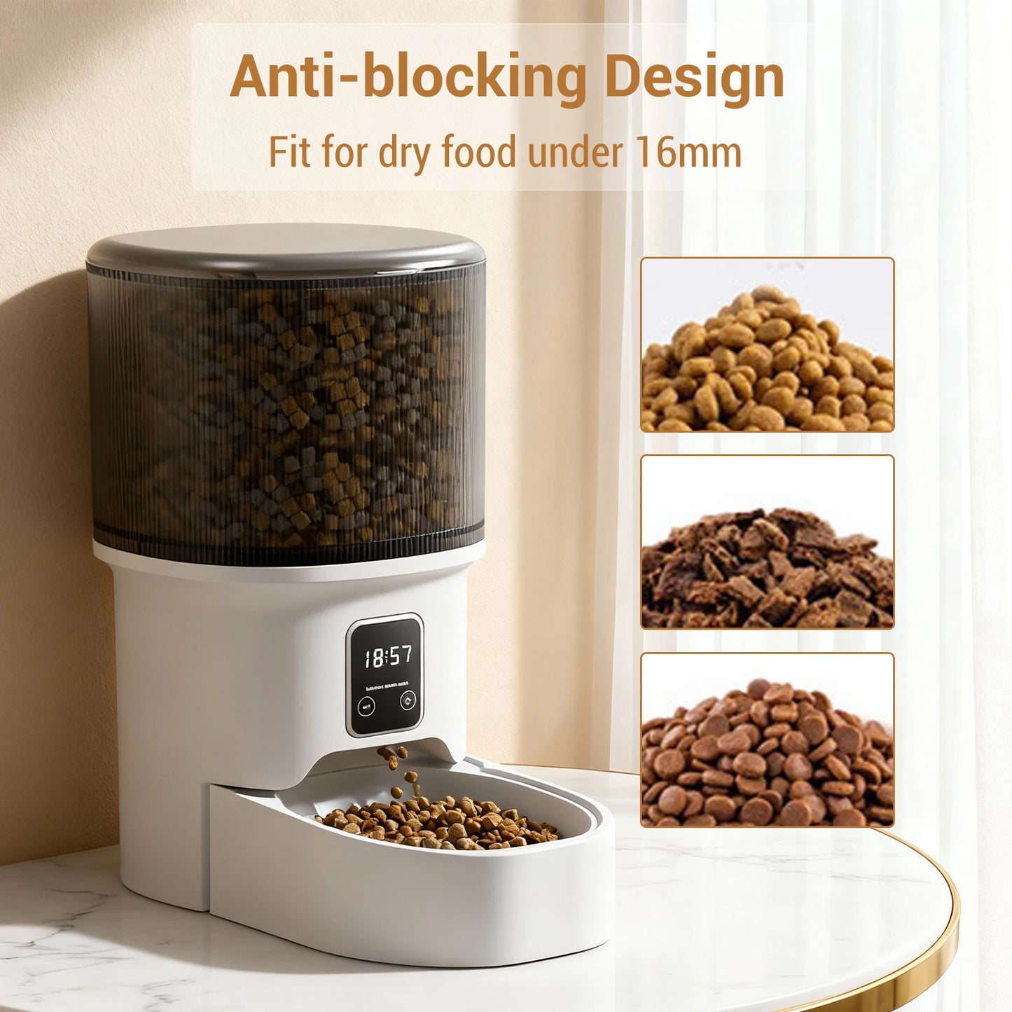 Programmable 4L Automatic Pet Feeder for Small Dogs Cats, Up to 6 Meals Daily, Timer/Portion Control, Pet Feeding Food Dispenser