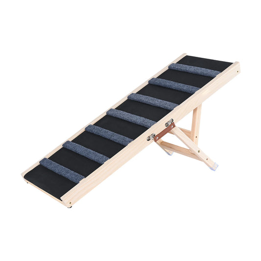 SucceBuy Folding Dog Ramp with Anti Slip Wood Adjustable Height
