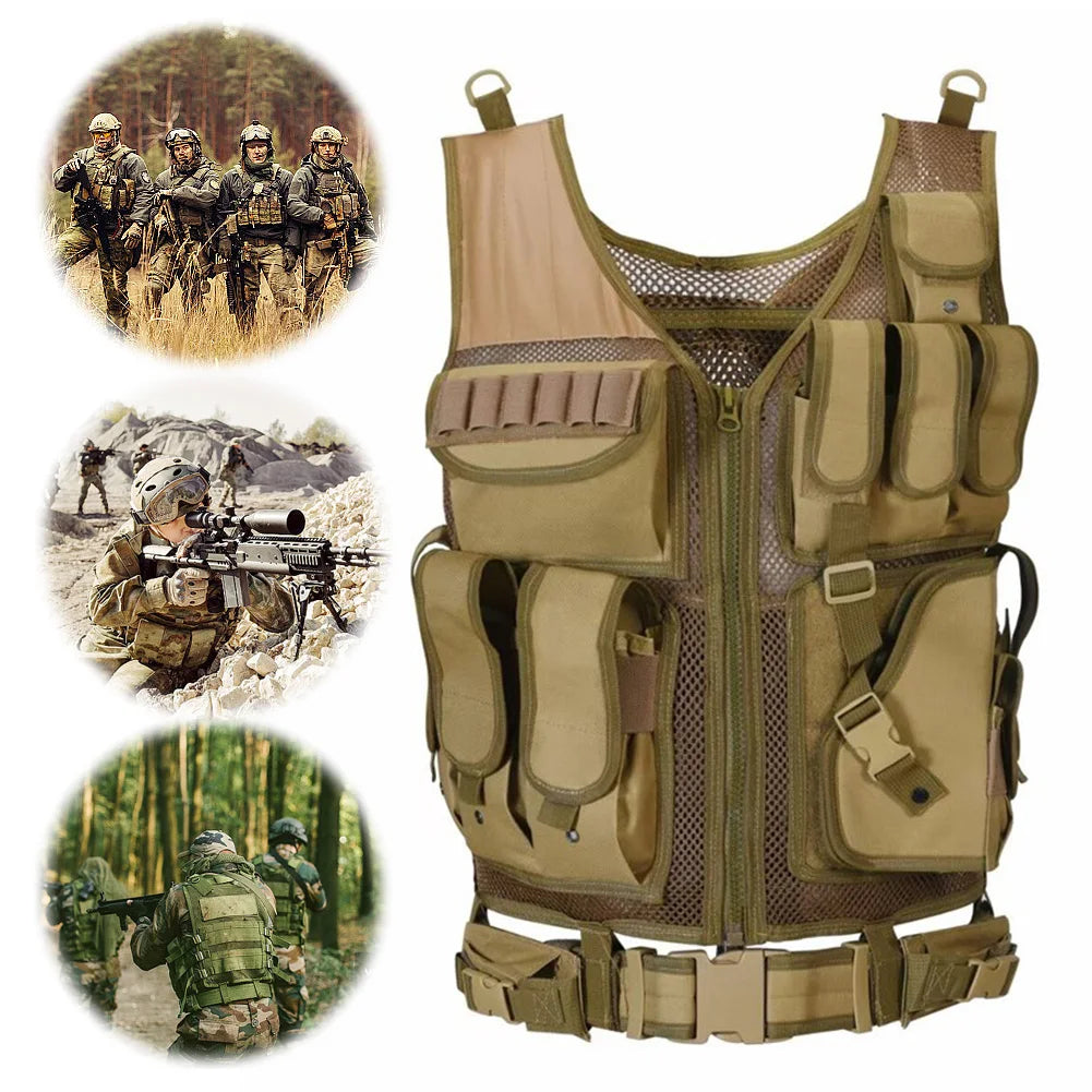 Shunmaii Nylon Molle Vest Multi Pocket Plate Carrier For Outdoor Hunting Gear Tactical