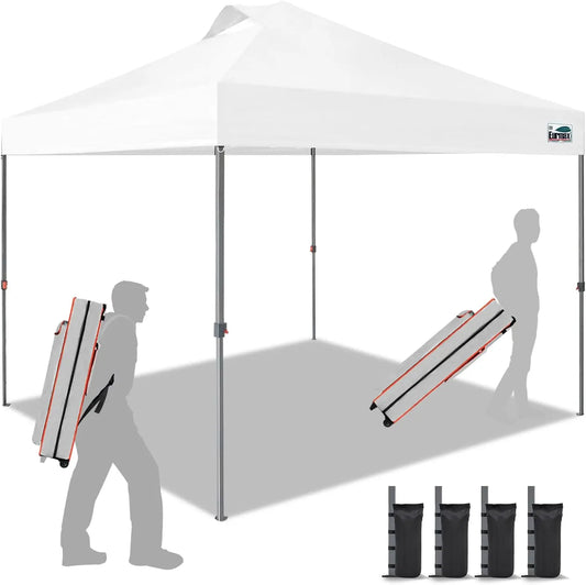10x10ft Pop Up Canopy Tent, Portable Shelter for Outdoor Events with Instant Setup and Bonus Sand Bags