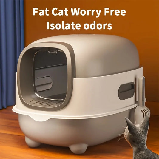 1pc 40lbs/18kg Cat Litter Box - Spacious, Foldable, Top-Entry Design, Anti-Splash &Odor-Control, ldeal for Multi-Cat Homes