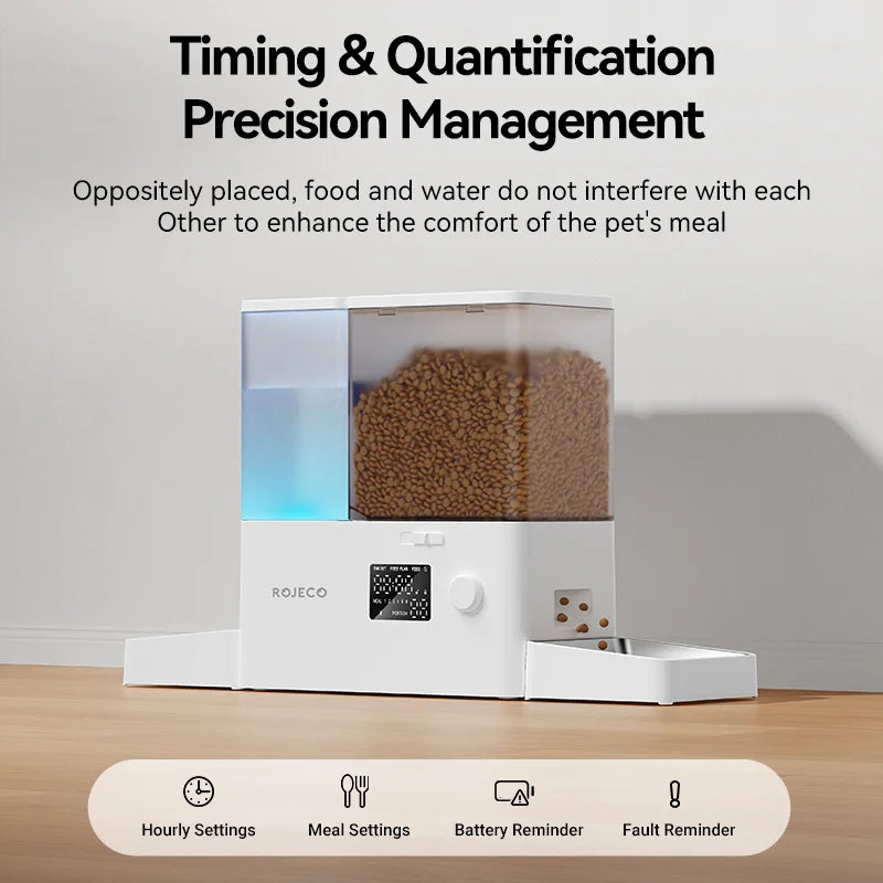 ROJECO Two In One Automatic Pet Feeder And Water Fountain For Cats