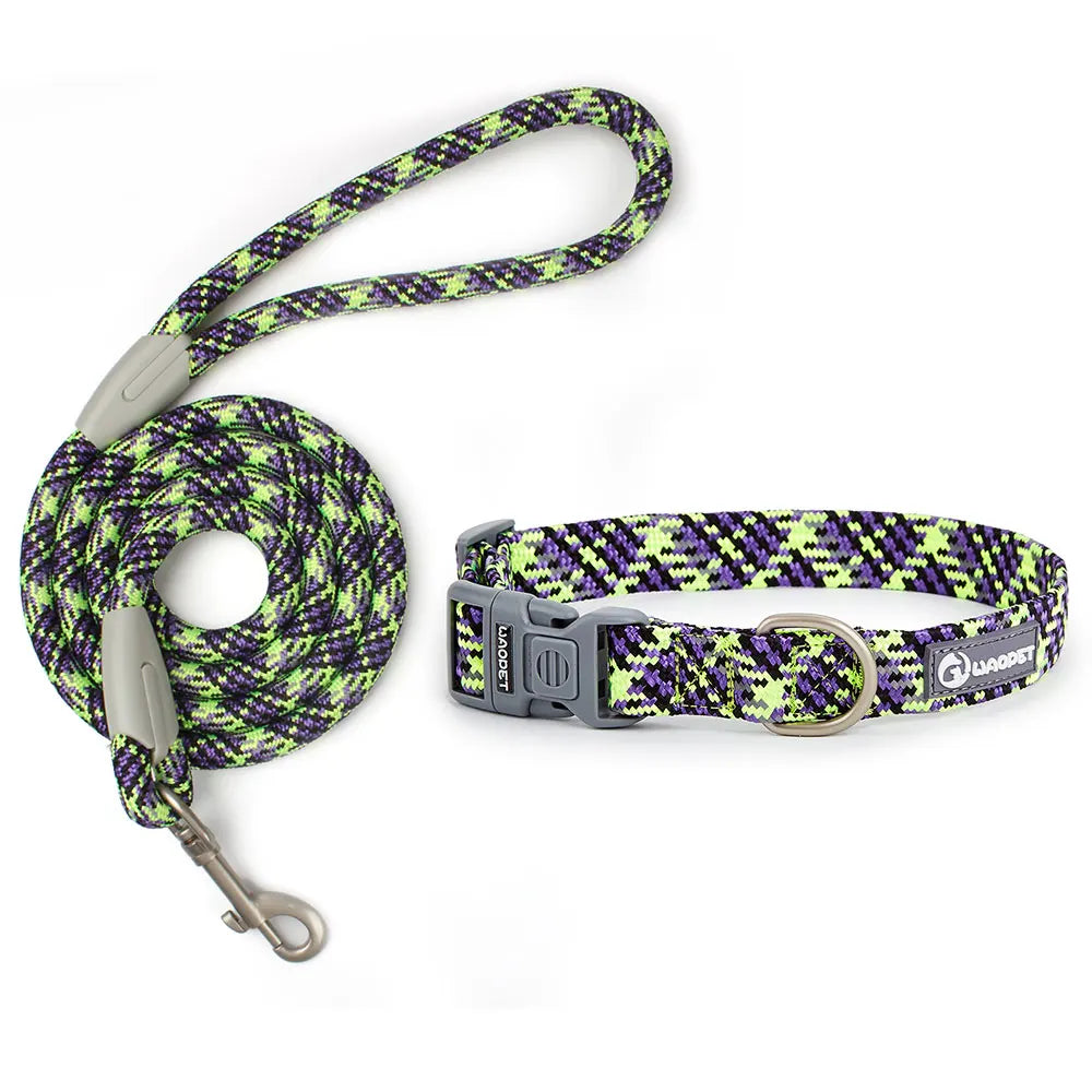 Reflective Dog Leash And Collar Set For Outdoor Walking