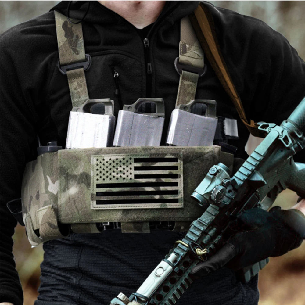 KRYDEX Tactical Ready Chest Rig Low Vis Lightweight Concealed Carry Chest Rig Vest With Elastic 5.56 Magazine Radio Pouch