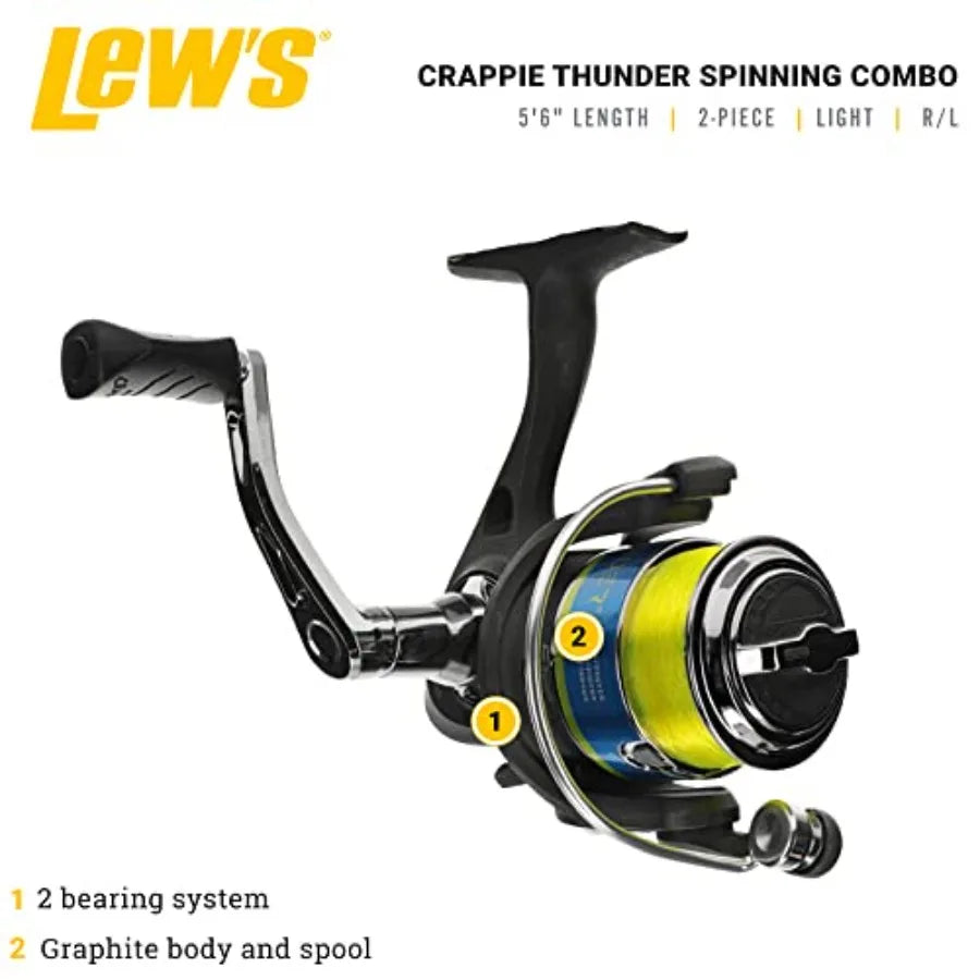 Crappie Thunder Spinning Reel and Fishing Rod Combo 2Piece IM6 Graphite Blank for Precision Crappie Fishing with Adjustab