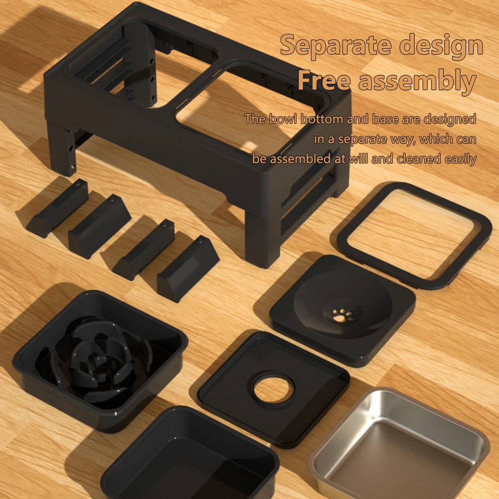 Twister Slow Feeder Raised Dog Bowl Stand Stainless Steel Bowls