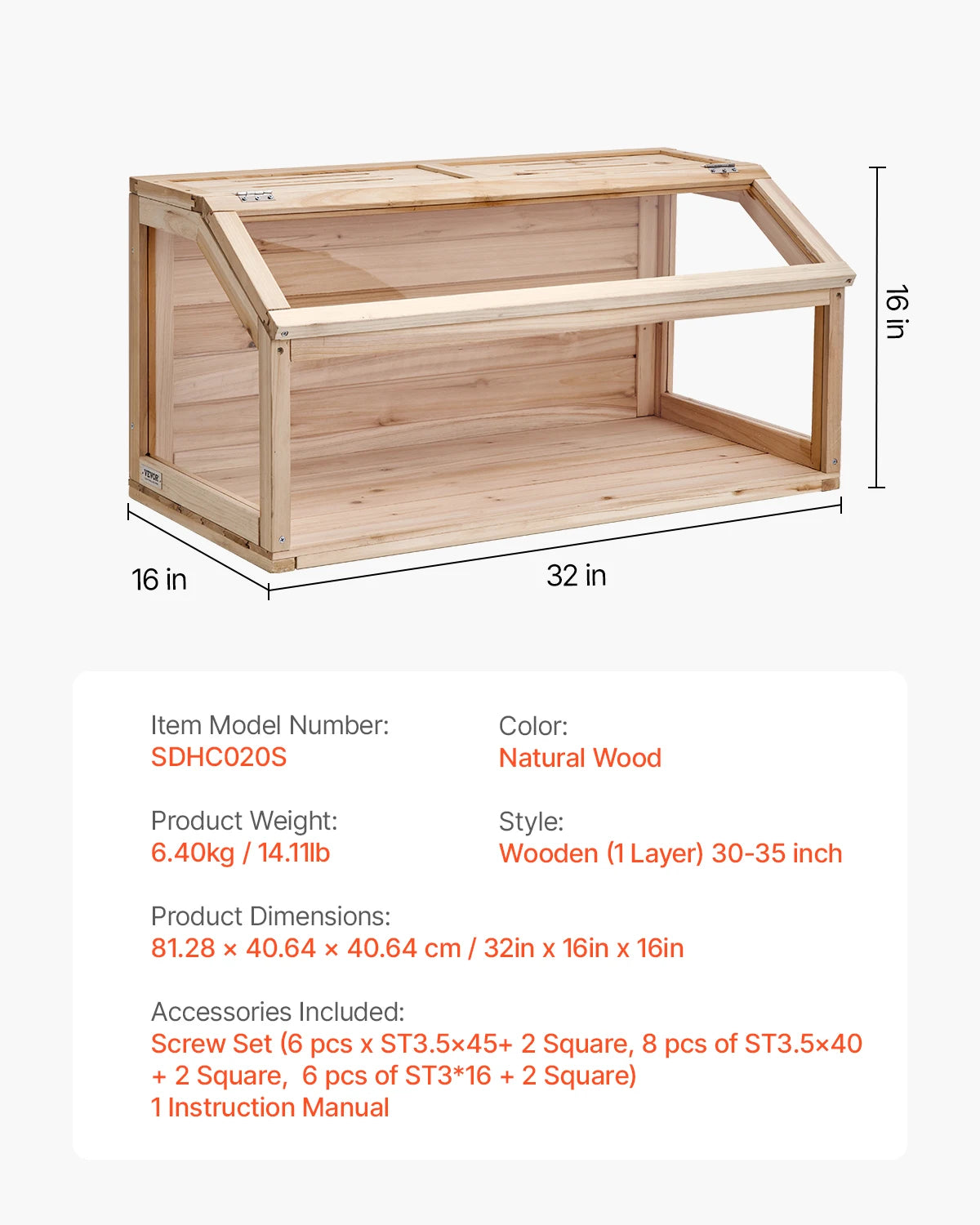 SucceBuy Wooden Hamster Cage 270 Degree Viewing Open Top Ventilated